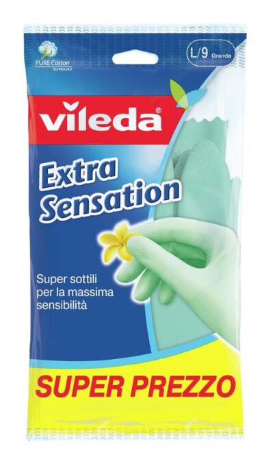 Manusi latex Vileda Extra Sensation 167395, 1 bucata (Verde)