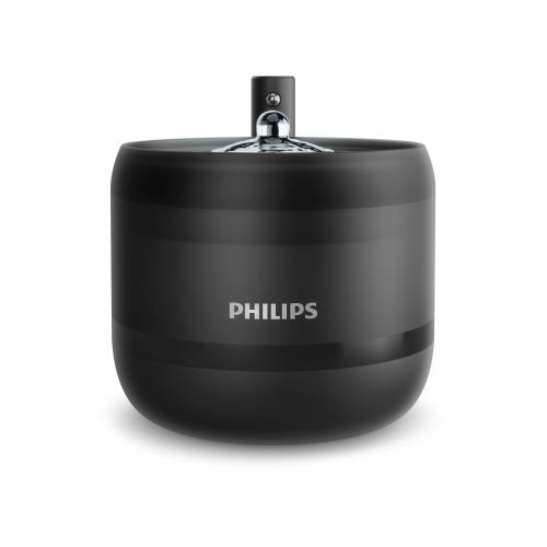 Fantana de apa automata pentru animale Philips, seria PET, sistem de filtrare pluristratificat, 2.2l, nivel de zgomot redus, senzor de miscare, design antizgariere, cu bol antivarsare (Negru)