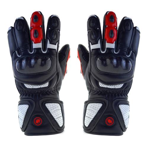 Manusi de motocicleta incalzite Glovii GDBL, cu acumulator si incarcator, Negru/Alb/Rosu, L