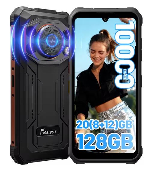 Telefon Mobil FOSSiBOT F110 Pro, Procesor MediaTek Dimensity 6300, Ecran IPS touchscreen 6.74inch, 8GB RAM, 128GB Flash, Camera Duala 50 + 5 MP, Wi-Fi, 5G, Dual Sim, Android (Negru/Portocaliu)