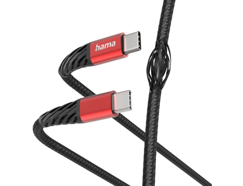 Cablu date Hama Extreme 201721, USB-C - USB-C, 1.5m (Negru/Rosu)