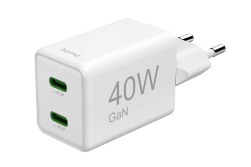 Incarcator Hama 201989 GaN, 2x USB-C, PD, 40W (Alb)