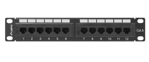 Panou de conexiuni , Lanberg , cat. 6 12 Porturi 1U , 10'' , negru 1 Panou de conexiuni , Lanberg , cat. 6 12 Porturi 1U , 10'' , negru