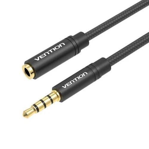 Cablu audio prelungitor Vention, Jack 3.5mm (T) la Jack 3.5mm (M), 1m, Negru 1 Cablu audio prelungitor Vention, Jack 3.5mm (T) la Jack 3.5mm (M), 1m, Negru