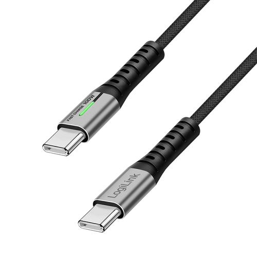 Cablu date LogiLink CU0432, USB 3.2 Type-C la Type-C, 1m, 100W, 4K, metal, Negru&Gri 1 Cablu date LogiLink CU0432, USB 3.2 Type-C la Type-C, 1m, 100W, 4K, metal, Negru&Gri