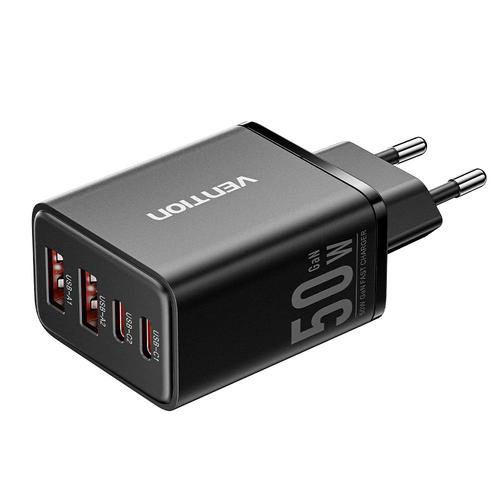 Alimentator retea Vention, 30W, 2 x USB-C (30W/20W), 2 x USB-A (18W/18W), GaN, Fast Charge, Negru 1 Alimentator retea Vention, 30W, 2 x USB-C (30W/20W), 2 x USB-A (18W/18W), GaN, Fast Charge, Negru