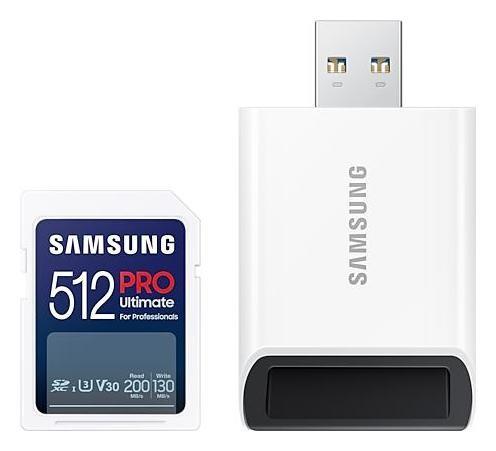 Card de memorie Samsung PRO Ultimate, 512GB, SDXC, UHS-I U3, V30, Adaptor USB inclus