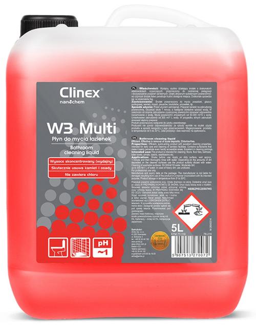 Detergent lichid CLINEX W3 Multi, 5 L, concentrat, pentru curatarea toaletelor si a bailor