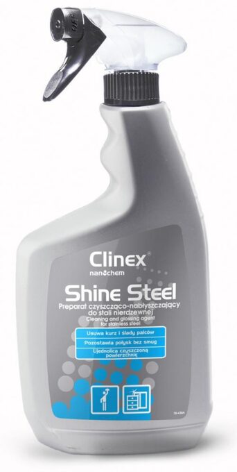 Solutie curatare CLINEX Shine Steel, 650 ml, cu pulverizator,  intretinerea suprafetelor din otel inoxidabil