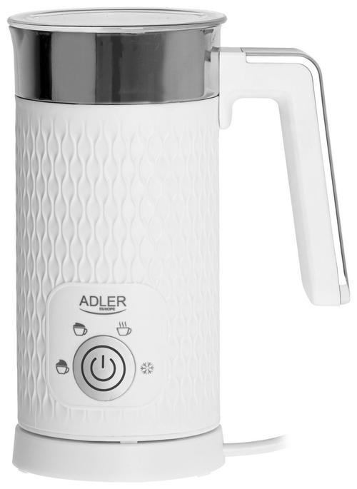 Spumator de lapte Adler AD 4494, 4 functii, 300 ml, 500W, lapte cald si rece, baza rotativa 360°, oprire automata, ideal pentru cappuccino si latte (Alb)