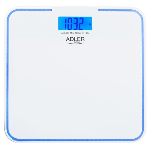Cantar de baie Adler AD 8183,  max 180 kg, 100g, Iluminare albastra (Alb)