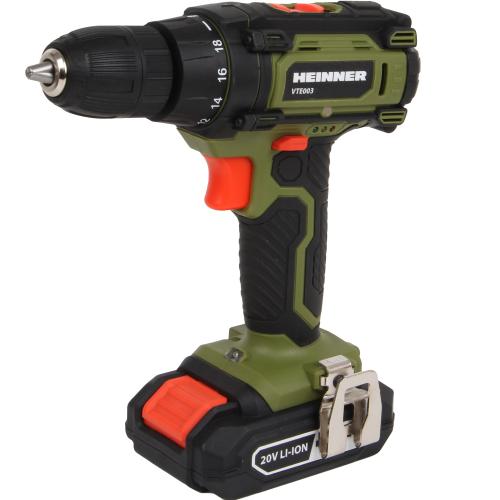 Masina de gaurit si insurubat (bormasina) pe acumulator Heinner VTE003, 20 V, 1500 RPM, 30 Nm, 18+1 trepte tensiune, acumulator, incarcator 1 Masina de gaurit si insurubat (bormasina) pe acumulator Heinner VTE003, 20 V, 1500 RPM, 30 Nm, 18+1 trepte tensiune, acumulator, incarcator