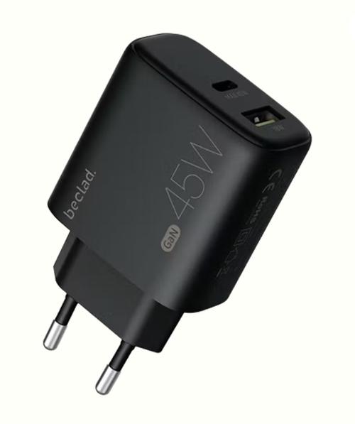 Incarcator Retea Beclad BE-PT745, 45 W, USB-C + USB-A (Negru)
