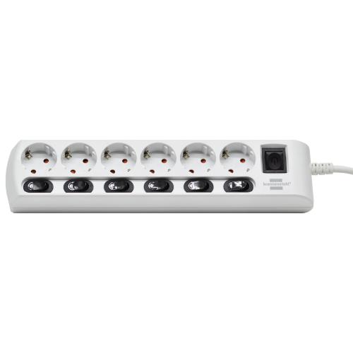 Prelungitor Brennenstuhl 1153110126, 6 prize cu intrerupatoare, 2m, Alb