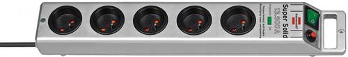 Prelungitor Brennenstuhl SuperSolid, 5 Prize, Impamantare, Cablu 2.5 m, Protectie Suprasarcina 4500 A (Argintiu)