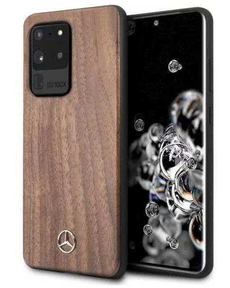 Protectie Spate Mercedes-Benz Wood pentru Samsung Galaxy S20 Ultra (Maro)