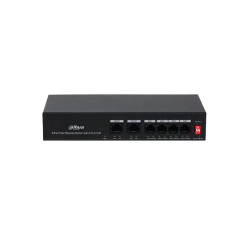 Switch 4 porturi Dahua PFS3006-4ET-36, 10/100 Mbps, 1.2 Gbps, 0.89 Mpps, PoE