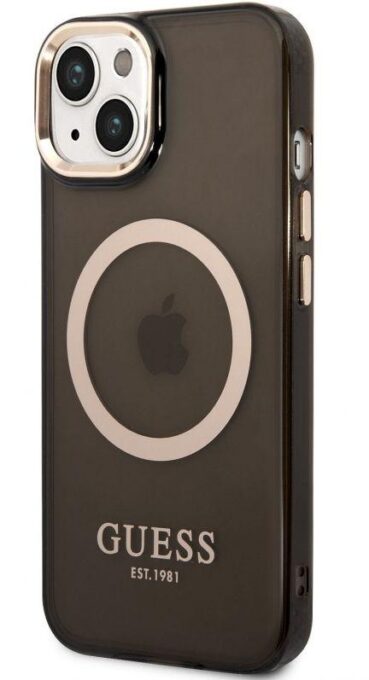 Protectie Spate Guess MagSafe pentru Apple iPhone 14 Plus (Transparent/Negru)
