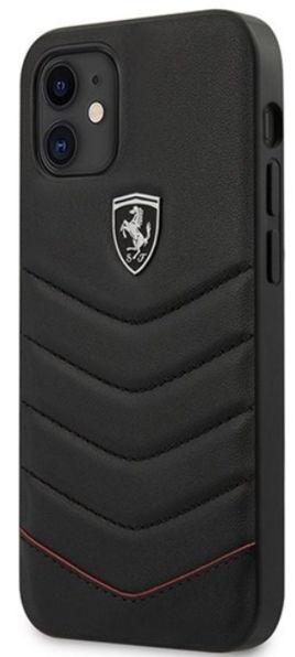 Protectie Spate Ferrari Off Track Quilted FEHQUHCP12SBK pentru Apple iPhone 12 mini (Negru)