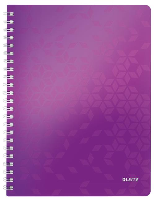 Caiet de birou LEITZ WOW, PP, FSC, reciclabil, A4, 80 coli, cu spira, matematica, Mov 1 Caiet de birou LEITZ WOW, PP, FSC, reciclabil, A4, 80 coli, cu spira, matematica, Mov