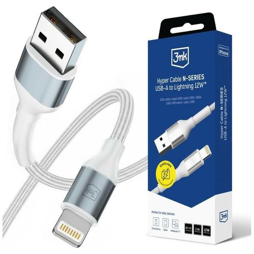 Cablu de date 3MK Hyper N-SERIES USB-A la Lightning, 1m, 12W, Alb 1 Cablu de date 3MK Hyper N-SERIES USB-A la Lightning, 1m, 12W, Alb