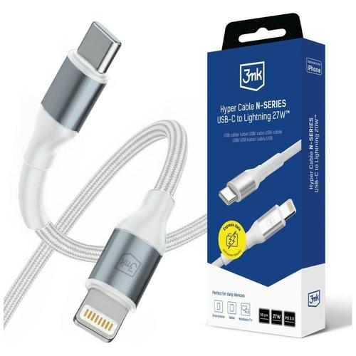 Cablu de incarcare si transfer de date 3MK Hyper N-SERIES, USB-C la Lightning, 27W, 0.5m, Alb 1 Cablu de incarcare si transfer de date 3MK Hyper N-SERIES, USB-C la Lightning, 27W, 0.5m, Alb