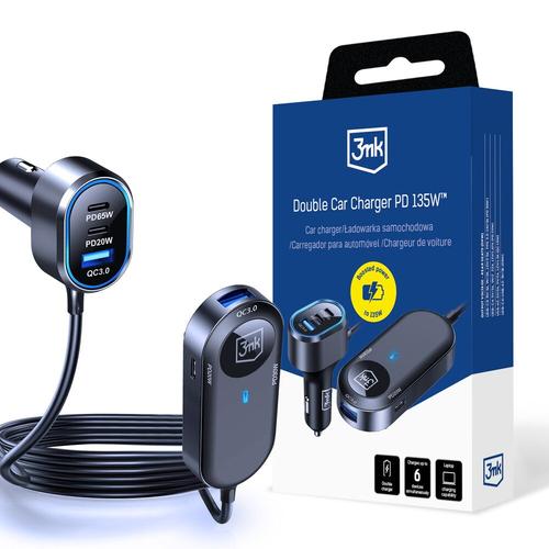 Incarcator auto 3mk Double Car Charger, 4xUSB-C, 2xUSB-A, 135W, 10A, Cablu 1.5m, Negru 1 Incarcator auto 3mk Double Car Charger, 4xUSB-C, 2xUSB-A, 135W, 10A, Cablu 1.5m, Negru