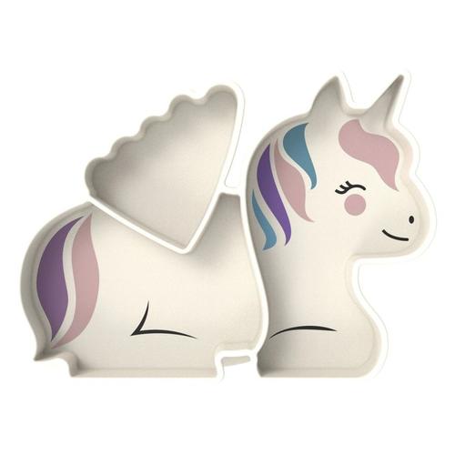 Farfurie compartimentata Melii Unicorn, silicon, cu ventuza, 6 luni+ 1 Farfurie compartimentata Melii Unicorn, silicon, cu ventuza, 6 luni+