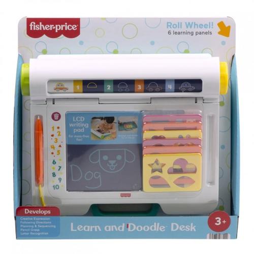 Birou educativ Fisher Price, 2 functii, Alb 1 Birou educativ Fisher Price, 2 functii, Alb