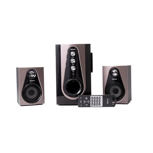 Set boxe 2.1 Spacer Paris, RMS 30W, bluetooth, telecomanda wireless, control volum, bass, treble, subwoofer 20W (Negru/Maro) 1 Set boxe 2.1 Spacer Paris, RMS 30W, bluetooth, telecomanda wireless, control volum, bass, treble, subwoofer 20W (Negru/Maro)