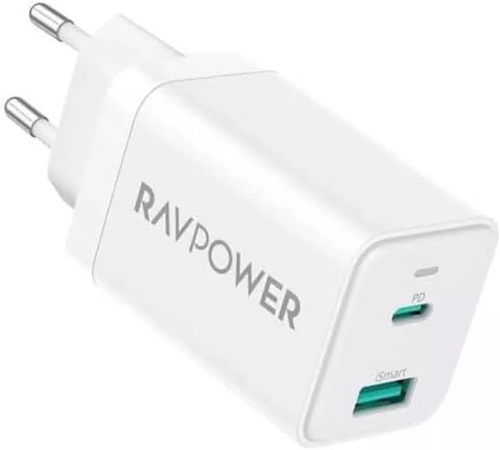 Incarcator retea RavPower RP-PC171, 45W, GaN PD, USB-C, USB-A (Alb)