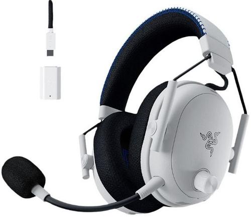 Casti Gaming Wireless Razer Blackshark V3 Pro pentru PlayStation, Over-Ear, 2.4G/Bluetooth/USB/Jack 3.5mm, Hybdrid ANC, TriForce Bio-Cellulose 50mm, Autonomie 70 ore (Alb)