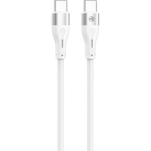 Cablu silicon Tellur Type-C to Type-C, 3A, PD60W, 1m, Alb