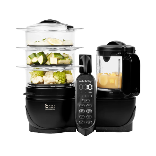 Robot multifunctional 5 in 1 Babymoov Nutribaby (+) XL, capacitate 2250 ml, 500 W, 3 viteze, Negru