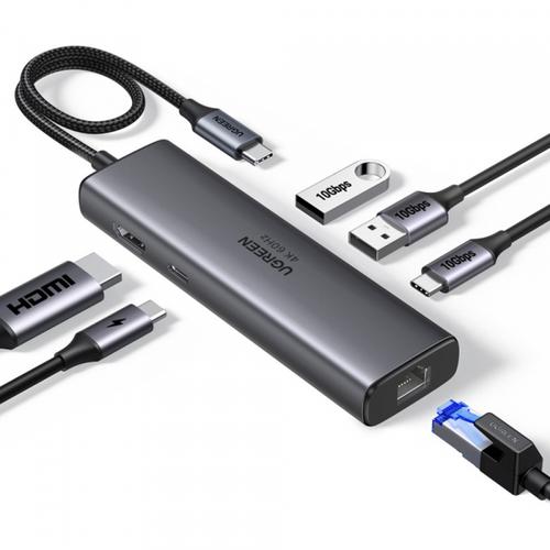 Hub USB-C UGREEN CM512 (45000), 2 x USB-A 3.2 - 2 x USB-C - 1 X HDMI - 1 x RJ45 (Gri) 1 Hub USB-C UGREEN CM512 (45000), 2 x USB-A 3.2 - 2 x USB-C - 1 X HDMI - 1 x RJ45 (Gri)