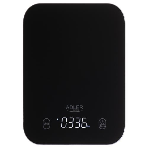 Cantar de bucatarie Adler AD 3181b, 10 kg, Precizie 1 g, Functie Tara, Afisaj LED, Unitati de masura kg, lb, g (Negru)