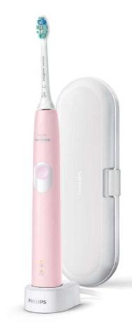 Periuta de dinti sonica electrica Philips Sonicare ProtectiveClean HX6806/03, 62000 miscari/minut, 1 mod de curatare, 2 intensitati, Senzor presiune, Functie BrushSync, 1 cap de periere, Toc de transport (Roz)