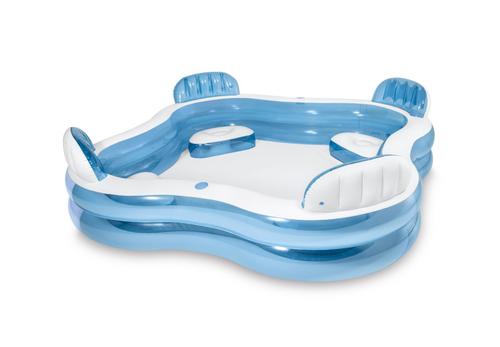 Piscina gonflabila INTEX Family Lounge 56475NP, 4 zone pentru relaxare, 229 x 229 x 66 cm, 882 L (Albastru/Alb)