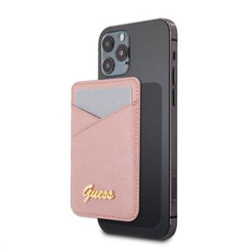 Suport magnetic carduri, Guess, Piele ecologica, Roz