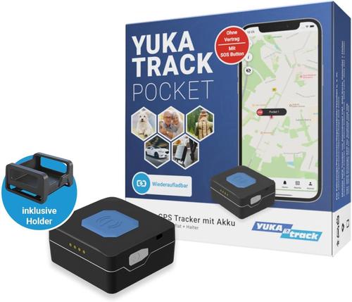 GPS Tracker de buzunar YUKAtrack Pocket, Buton SOS, Conectare prin aplicatie (Negru)