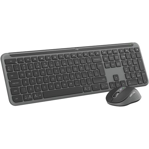 Kit tastatura si mouse Logitech Wireless Signature Slim MK950 Business, 2.4GHz&Bluetooh, Easy-Switch, Flow, Layout US International (Gri)