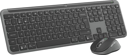 Kit tastatura si mouse Logitech Wireless Signature Slim MK950 Business, 2.4GHz&Bluetooh, Easy-Switch, Flow, Layout UK (Gri)