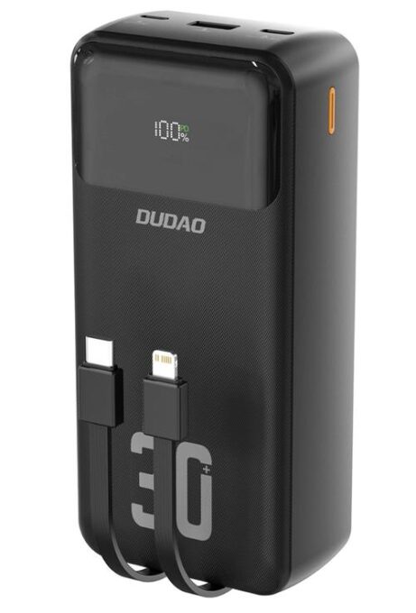 Baterie Externa Dudao K15MAX, 30000mAh, 22.5W, QC + PD, 1 x Lightning - 1 x USB-A - 2 x USB-C, Neagra