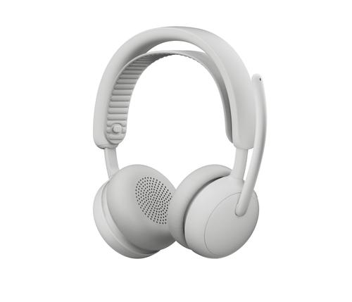 Casti Call Center Logitech Zone Wireless 2 ES Business Teams Version, Bluetooth/USB-C, Receiver, Autonomie 20 de ore, Hybrid ANC, Microfon cu anulare zgomot (Alb)