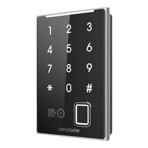 Cititor de proximitate MIFAR, amprenta, cod QR, Wiegand, RS-485, tastatura integrata, HIKVISION DS-K1109DKFB-QR