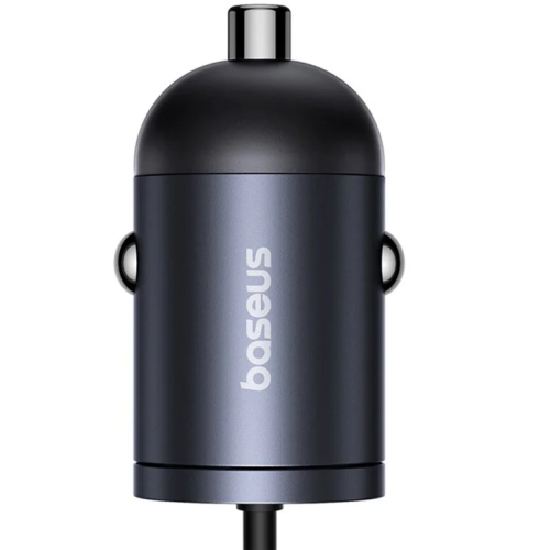 Incarcator auto Baseus Tiny Star C00035001121-00, 30 W, USB Type-C, cablu USB Type-C integrat (Negru)