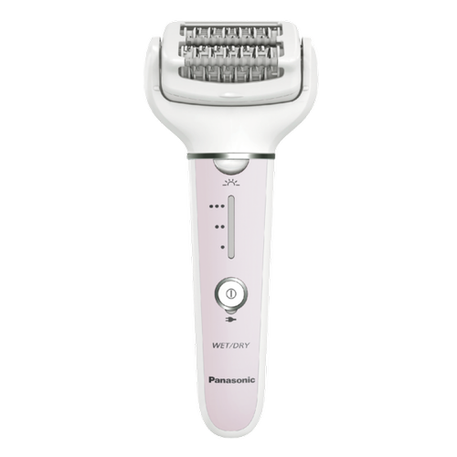 Epilator Panasonic ES-EY80-P503, Wet & Dry, Cordless, 2discuri & 60 pensete, Senzor presiune, Discuri duble, Cap flexibil si pivotant la 90°, 3 viteze (Alb/Roz)