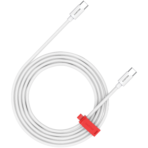 Cablu de date CANYON CND-CC60AB20W, USB-C - USB-C, 60W, 2m, Alb