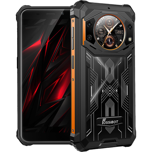 Telefon Mobil FOSSiBOT F101 Pro, Procesor MediaTek MT8788, Ecran IPS touchscreen 5.45inch, 8GB RAM, 128GB Flash, Camera Tripla 24+5+0.3MP, Wi-Fi, 4G, Dual Sim, Android (Negru/Portocaliu)