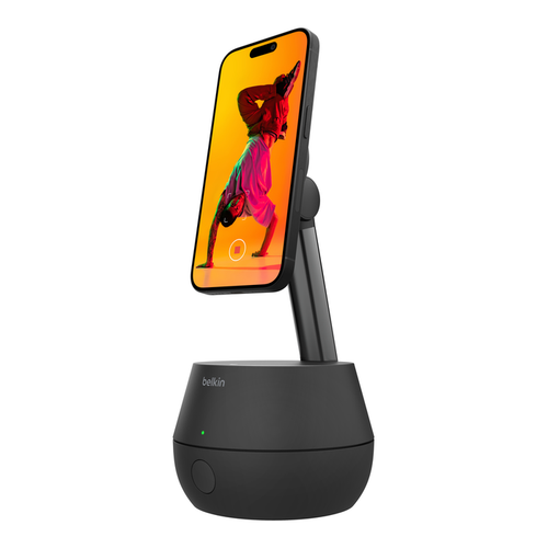 Incarcator wireless cu suport de urmarire Belkin STAGE Auto-Tracking Stand Pro cu DockKit, 15 W, Rotire 360 grade, NFC, MagSafe (Negru) 1 Incarcator wireless cu suport de urmarire Belkin STAGE Auto-Tracking Stand Pro cu DockKit, 15 W, Rotire 360 grade, NFC, MagSafe (Negru)